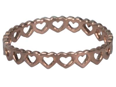 Anillo Con Motivos De Corazones, Plata De Ley 925 Bañada En Oro Rosa, Dedo 5455