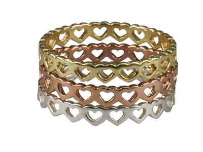 Anillo Con Motivos De Corazones, Plata De Ley 925 Bañada En Oro Rosa, Dedo 54/55 - Imagen Estandar - 2
