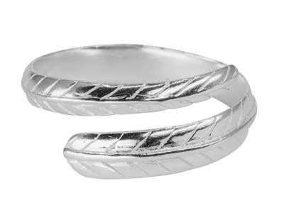 Anillo Ajustable, Motivo De Pluma, Plata 925