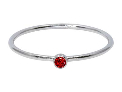 St Sil January Birthstone Stacking Ring 2mm Garnet Cz