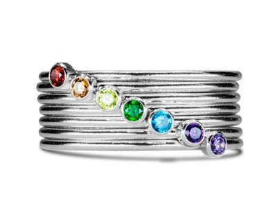 Anillo Con Piedra De Nacimiento De Enero, Circonita Granate De 2 mm, Plata 925, Tamaño De Dedo 53/54 - Imagen Estandar - 6