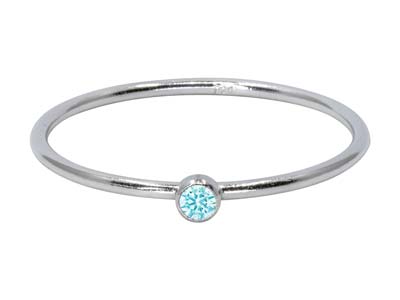 St Sil March Birthstone Stacking Ring 2mm Aquamarine Cz - Imagen Estandar - 1