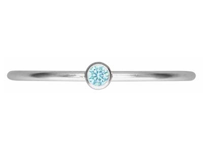 St Sil March Birthstone Stacking Ring 2mm Aquamarine Cz - Imagen Estandar - 2