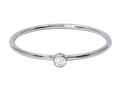 St Sil April Birthstone Stacking Ring 2mm White Cz