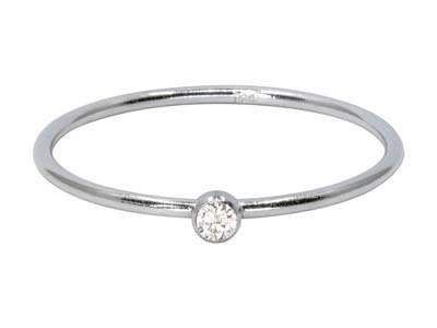 Anillo Con Piedra De Nacimiento Abril, Circonita Blanca De 2mm, Plata925, Dedo 5354