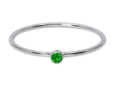 St Sil May Birthstone Stacking Ring 2mm Green Cz - Imagen Estandar - 1