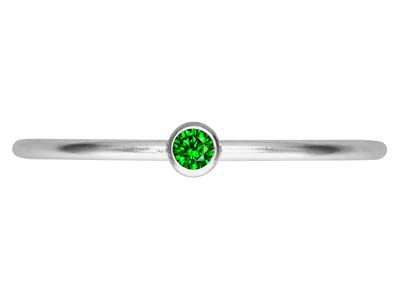 St Sil May Birthstone Stacking Ring 2mm Green Cz - Imagen Estandar - 2