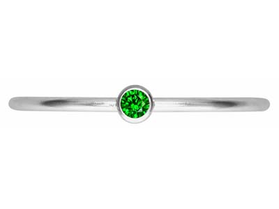 Anillo Con Piedra De Nacimiento De Mayo, Circonita Esmeralda De 2 mm, Plata 925, Tamaño Del Dedo 53/54 - Imagen Estandar - 2
