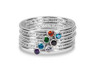 Anillo Con Piedra De Nacimiento De Mayo, Circonita Esmeralda De 2 mm, Plata 925, Tamaño Del Dedo 53/54 - Imagen Estandar - 5