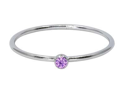 St Sil June Birthstone Stacking Ring 2mm Light Amethyst Cz - Imagen Estandar - 1