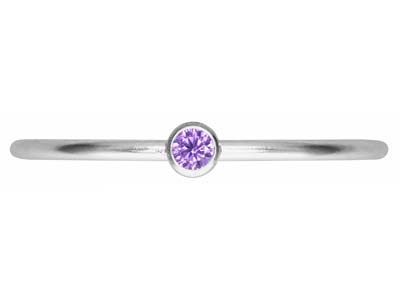 Anillo Con Piedra Natal De Junio, Circonita Alexandrita De 2 mm, Plata925, Dedo 53/54 - Imagen Estandar - 2