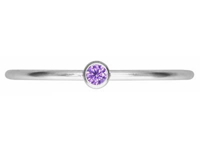 St Sil June Birthstone Stacking Ring 2mm Light Amethyst Cz - Imagen Estandar - 2