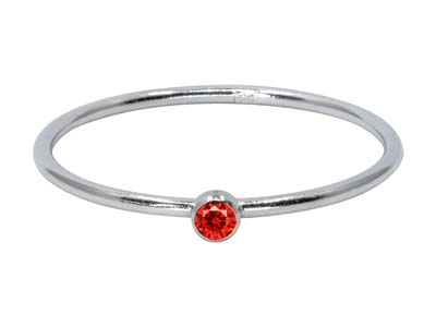 St Sil July Birthstone Stacking Ring 2mm Ruby Cz