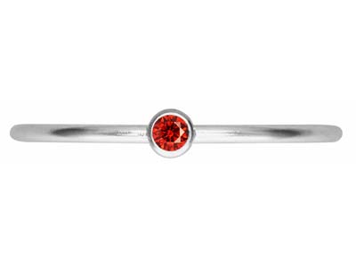Anillo Con Piedra De Nacimiento De Julio, Circonita Rubí De 2 mm, Plata 925, Tamaño De Dedo 53/54 - Imagen Estandar - 2