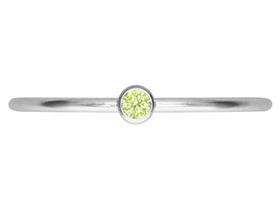 Anillo Con Piedra Natal De Agosto, Circonita De Peridoto De 2 mm, Plata 925, Dedo 53/54 - Imagen Estandar - 2