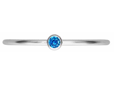 Anillo Con Piedra Natal De Septiembre, Circonita Zafiro De 2 mm, Plata925, Dedo 53/54 - Imagen Estandar - 2
