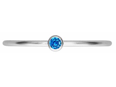 St Sil September Birthstone Stacking Ring 2mm Aqua Blue Cz - Imagen Estandar - 2