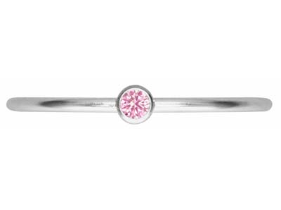 St Sil October Birthstone Stacking Ring 2mm Pink Cz - Imagen Estandar - 2