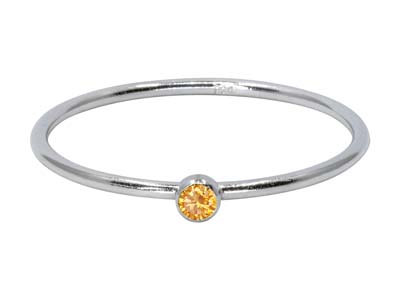 Anillo Con Piedra Natal De Noviembre, Circonita Topacio Amarillo De 2mm, Plata 925, Dedo 5354