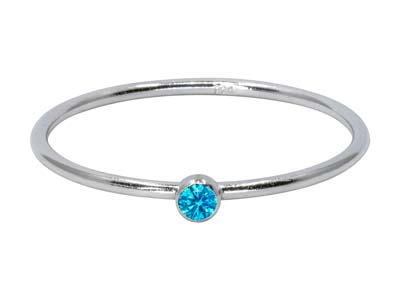 St Sil December Birthstone Stacking Ring 2mm Swiss Blue Cz
