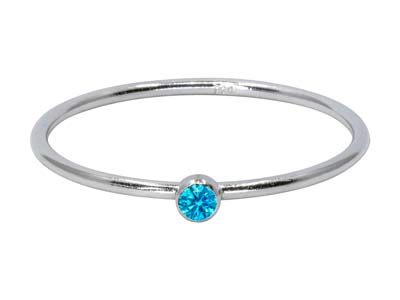 Anillo Con Piedra De Nacimiento De Diciembre, Circonita Azul De 2mm, Plata 925, Tamaño 5354