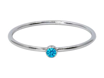 St Sil December Birthstone Stacking Ring 2mm Swiss Blue Cz - Imagen Estandar - 1