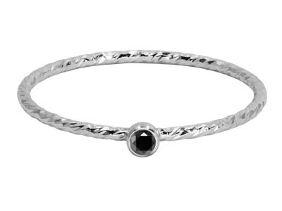 St Sil Sparkle Stacking Ring 2mm Black Cz