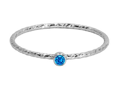 Anillo Retorcido Con xido De Circonio Azul 2mm, Plata 925, Tamaño 5354