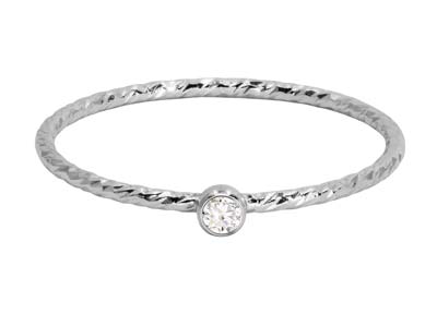 St Sil Sparkle Stacking Ring 2mm White Cz