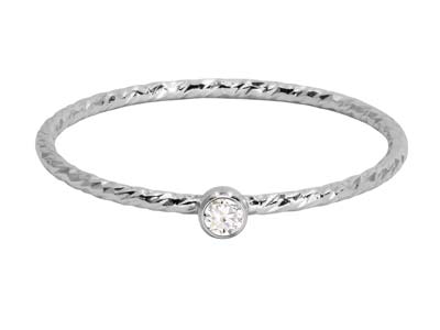 Anillo Torcido Con xido De Circonio Blanco 2 Mm, Plata 925, Dedo 5354