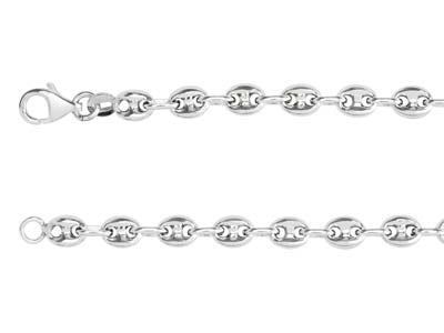 Collar De Malla De Granos De Caf{ Huecos 4 mm, 45 cm, Plata 925 Rodiada - Imagen Estandar - 2