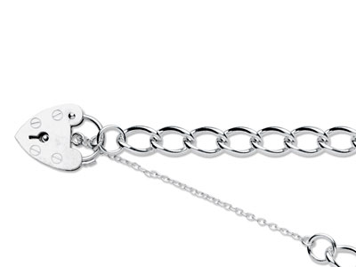 Pulsera De Malla Gourmette 7mm, 19cm, Cierre De Candado, Plata 925 Contraste 45cm