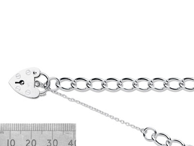 Pulsera De Malla Gourmette 7 mm, 19 cm, Cierre De Candado, Plata 925 Contraste 45cm - Imagen Estandar - 2