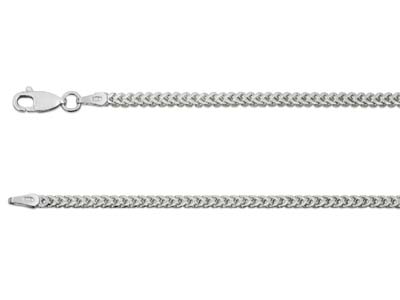 Cadena Estilo Franco De Plata De Ley 2.43mm Con Sello De Contraste 45cm