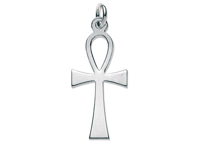 Colgante Pequeño Con Cruz Ankh, 9,8x 22mm, Plata 925