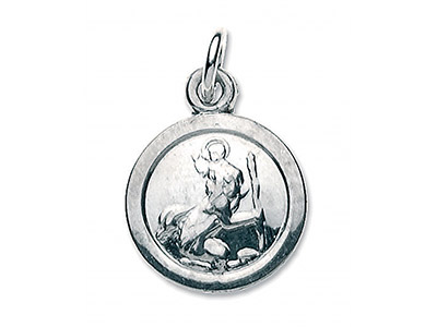 Medalla Pequeña Redonda De San Cristbal, 9mm, Plata 925