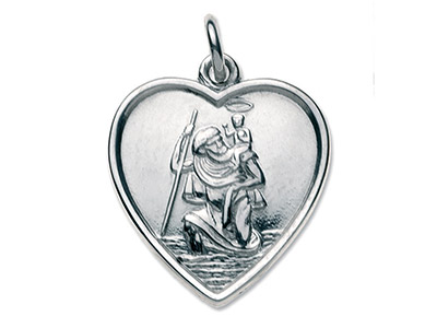 Medalla Corazn De San Cristbal, 17 X16mm, Plata 925