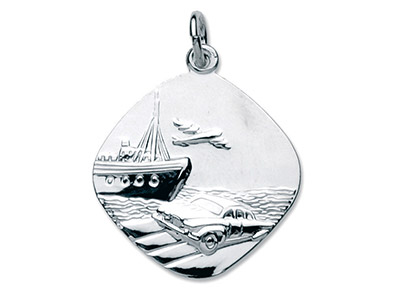 Medalla De San Cristóbal Cuadrada Reversible, 21,60 mm, Plata 925 - Imagen Estandar - 2
