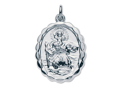 Medalla De San Cristóbal Ovalada Reversible, 22 X 16,30 mm, Plata 925 - Imagen Estandar - 2