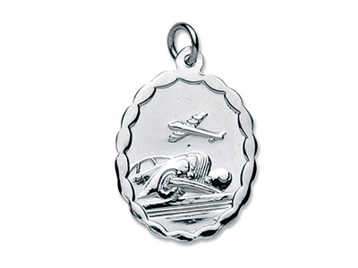 Medalla De San Cristóbal Ovalada Reversible, 22 X 16,30 mm, Plata 925 - Imagen Estandar - 3