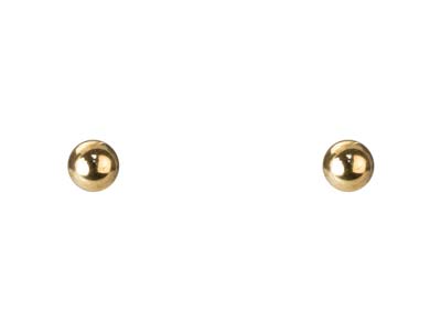 Pendientes De Bola De 4mm Bañados En Oro