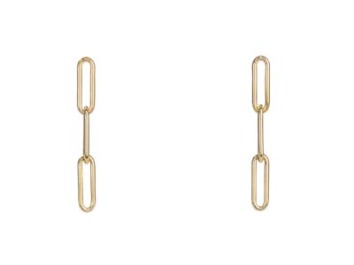 Pendientes De Eslabones Rectangulares, Oro Laminado