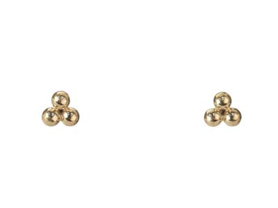 Pendientes Trio De Bolas, Relleno De Oro
