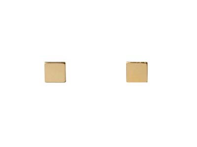 Pendientes De Corchete Cuadrados De Oro Laminado, 5 MM