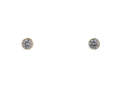 Pendientes De Botn De Zirconia Cbica De 4mm, Oro Laminado