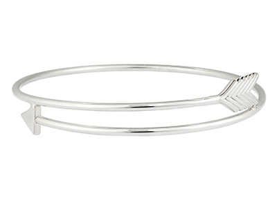 Brazalete Abierto Con Forma De Flecha, 64mm, Plata 925