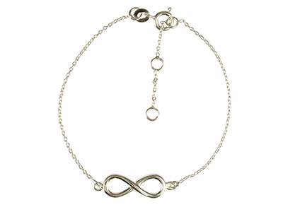 Pulsera Con Motivo Infinito 18,60mm, Ajustable 16-17,50-19cm, Plata 925