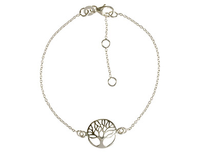 Pulsera Con Motivo Del Árbol De La Vida 12,50mm, Ajustable 16,2-18-20cm, Plata 925
