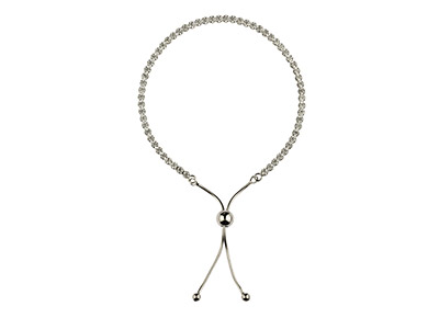 Pulsera Tennis Con Circonitas Transparentes, 24cm, Plata 925 Cm
