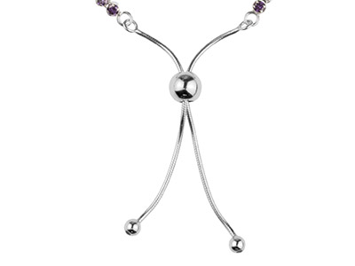 Pulsera Tennis Con Circonitas Moradas, 24 cm, Plata 925 - Imagen Estandar - 2